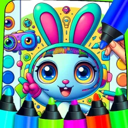 Rabbit AI Coloring Pages fun